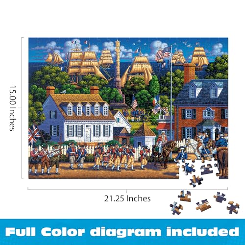 Rompecabezas Buffalo Games - Eric Dowdle - Victoria en Yorktown - 300 piezas grandes | Arte de Eric Dowdle, fabricado en EE.UU., piezas de agarre fácil, cartón reciclado, tamaño: 21 x 15 pulgadas, incluye póster, arte enmarcable, ideal para regalo miniatura 3