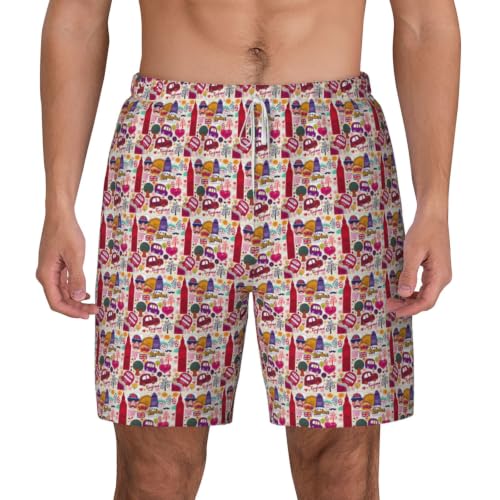 Short de bain respirant léger homme imprimé journal scolaire anglais