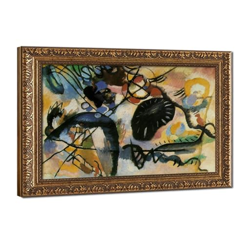 Toile Kandinsky À Pois Noirs pour habiller un grand mur vide de salon 61x91