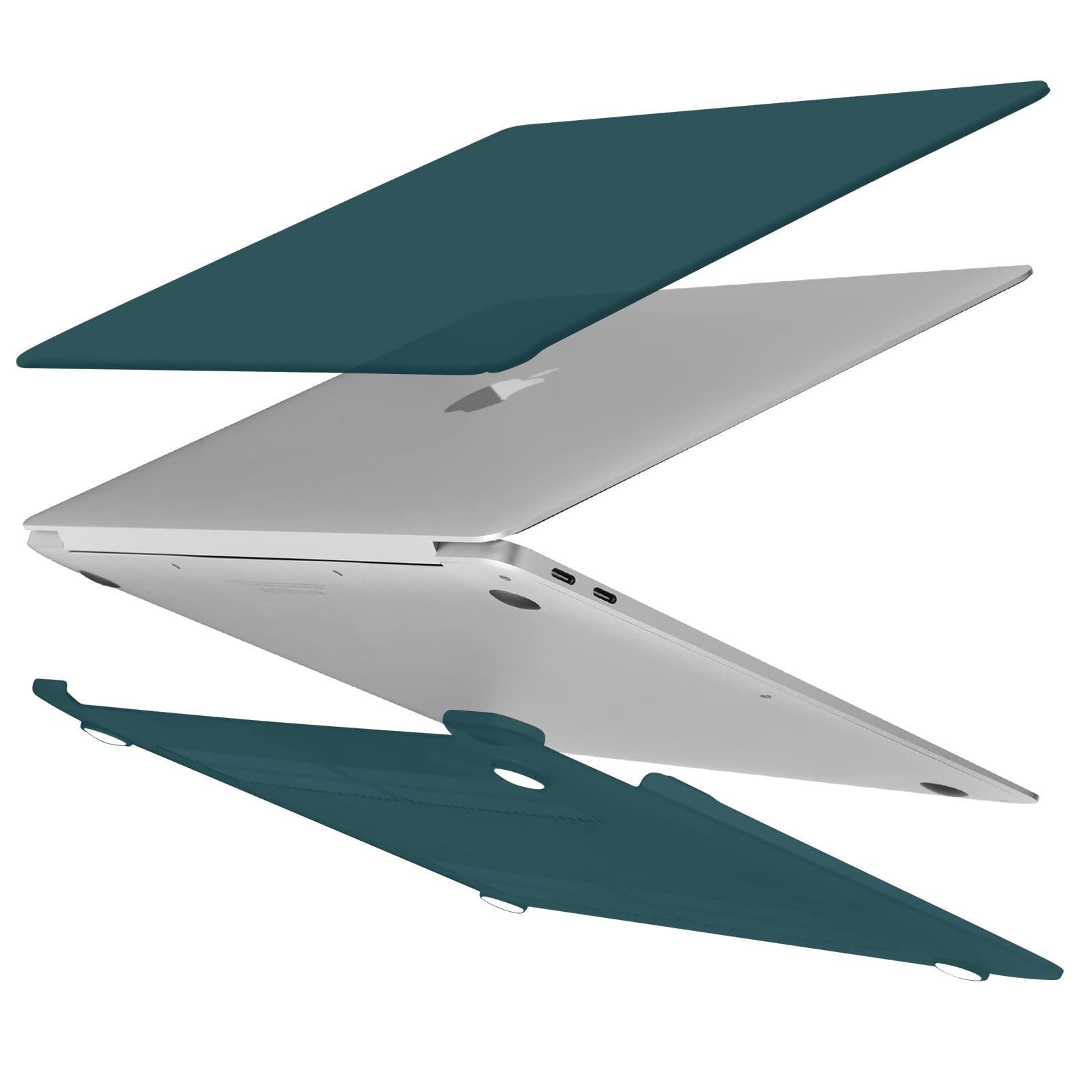 TECOOL Cover per MacBook Air M1 (A2337) e MacBook Air 13 Pollici Retina 2020 2019 2018 (A2179 A1932), Custodia Rigida Protettiva Sottile in Plastica e Copritastiera UE, Turchese Profondo