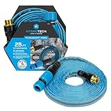 HydroTech FlatJacket 5/8' 25 ft Garden Hose with Patented Force Control Technology- Flexible, Kink-Free, Lightweight Hose for Lawn, Garden, Car Washing, Deck and Patio Cleaning