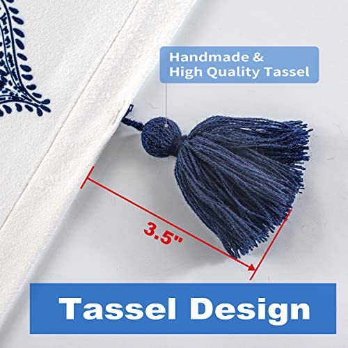 Driftaway Sadie Paisley Medallion Pattern Boho Velvet Room Darkening Unlined Window Curtains With Handmade Tassels For Bedroom Living Room Rod Pocket 2 Panels Each 50 Inch By 84 Inch Navy Blue #TOP1