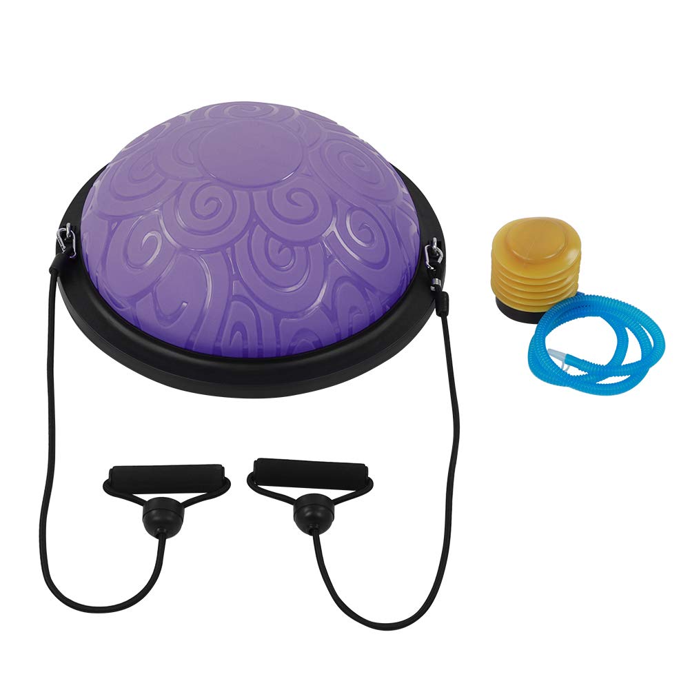 Balance Ball Trainer, 46 cm, antypoślizgowa półkula do balansowania, półkula z taśmami oporowymi, do jogi, fitnessu, treningu siłowego, treningu równowagi