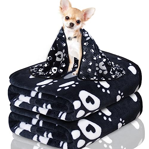 1 Pack 3 Dog Blankets for Small Dogs, Soft Fleece Dog Blanket Fluffy Pet Blanket Warm Sleep Mat Cute Paw Print Puppy Cat Blanket, Flannel Throw for Washable Dog Bed, Blanket for Dogs, 23"X16"