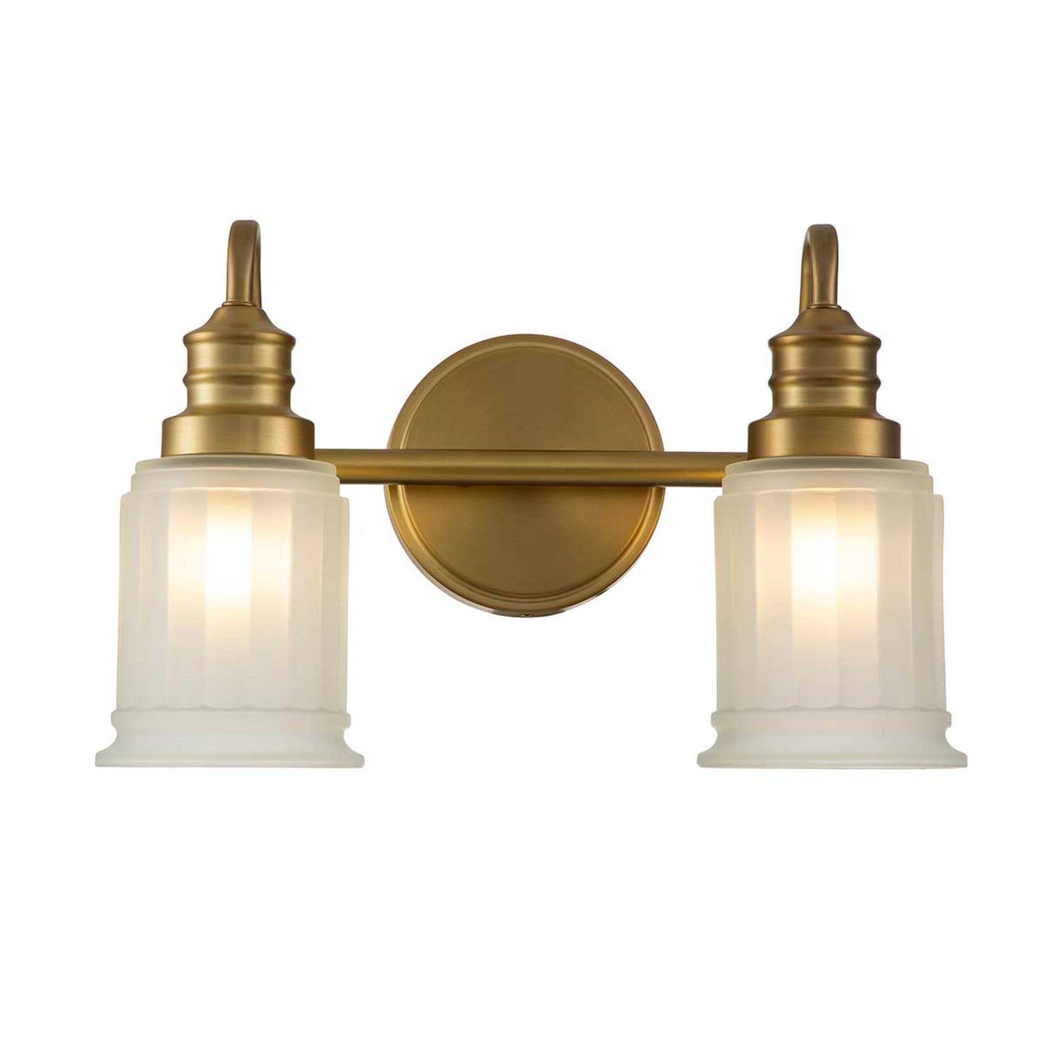 Licht-Erlebnisse Wandleuchte Badezimmer Glas Metall 35,7 cm breit IP44 in Messing antik inkl. 2x G9 LED warmweiß 3000 K Wandlampe Jugendstil Badleuchte Spiegel