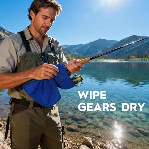 BasicGear Fishing Towel, 3 Pack, 16x16 in, Black/Gray/Blue, Microfiber - image 6