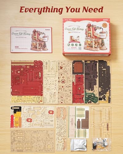 ROKR 3D Wooden Puzzle for Adult - Gift Factory Mechanical Model Kit with Music & Lights, 449pcs Adult Wooden Puzzles, DIY Building Toy for Teens & Adults - Image 9