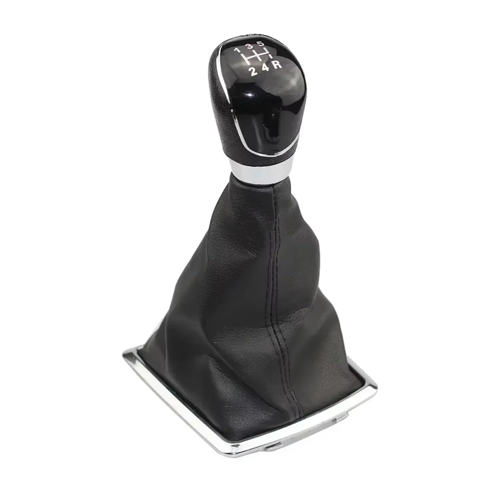 Jeocoai Black-5-Speed Car Gear Knob For Ford For Focus 5/6 For Speed Gear Shift Knob Lever Handball Gaiter Boot Leather Cover(Black-5-Speed)