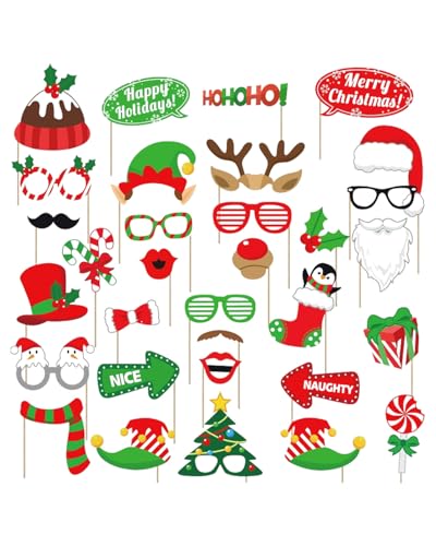 KGDUYC 32 Pcs accesorios navidad,Gafas de Navidad, Adornos Navidad Lindo Reno Árbol de Navidad Decoracion Navidad, Gafas Fiesta para Adultos y Niños Adecuado para Fiesta Navidad Banquete Familia