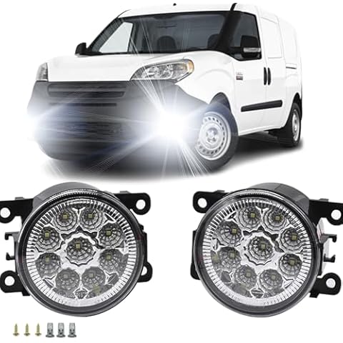 CHUSYYRAY Fog Light Assembly Compatible with Ram Promaster 1500 2500 3500 Fog Lights 2014 2015 2016 2017 2018 2019 2020 2021, LED Front Bumper Clear Lens Fog Lights, 6000K Super Bright, Pack of 2 Cover