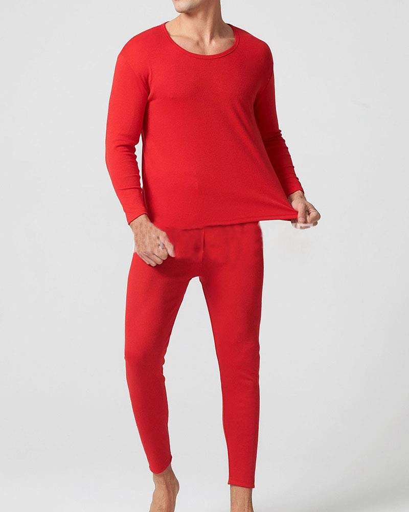 Uomo Termico Set di Biancheria Intima Velluto d'oro Foderato in Pile Inverno Caldo Girocollo Maglietta a Manica Lunga Top e Pantaloni Leggings Bottom Lunghi Plus Size