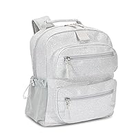 Bentgo Kids Glitter Backpack - Lightweight 14\u201D Backpack for School, Travel & Daycare, Ideal for Ages 4+, Durable & Water-Resistant, Roomy Interior, & Loop for Lunch Bag (Glitter Edition - Silver)