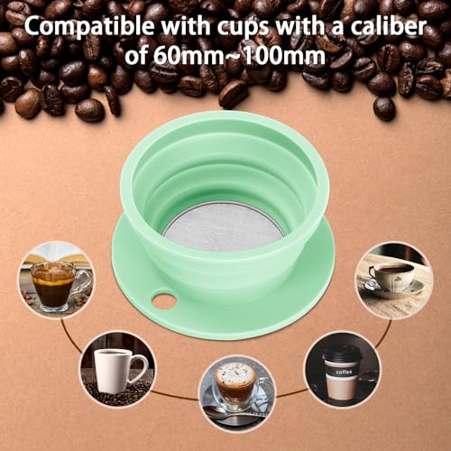 VVGCS 3 Pack Collapsible Travel Pour Over Coffee Maker Camping, Paperless Travel Collapsible Pour Over Coffee Dripper Kit, Silicone Reusable Coffee Strainer Pour Over Cup by VVGCS - Image 4