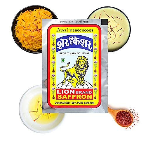 LION BRAND SAFFRON Single Use Saffron Sachets/Packets With Pure Kashmiri Saffron/Kesar/Keshar For Beauty, Cooking And Tilak (2Grams)
