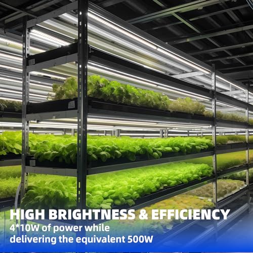 Barrina T5 Grow Lights for Indoor Plants, 2FT 5000K Full Spectrum LED Grow Light with Black Cover, T5 Grow Light Strip, Under Cabinet Plant Light with Switch Cord, Linkable, Plug and Play, 4 Packs