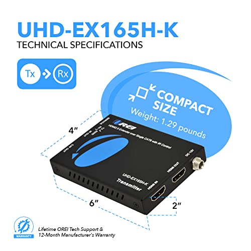image for OREI HDMI Extender UltraHD Over Single Cat6/Cat7 Cable 4K @ 60Hz with 
