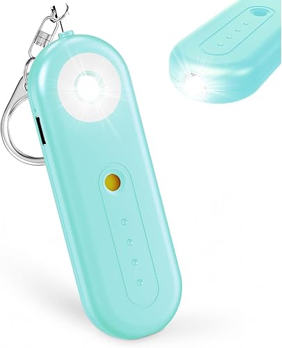 Miniatura 10 de Alarma de seguridad personal para mujeres - 130dB Llaveros de autodefensa con silbato de sirena, batería reemplazable con luz estroboscópica LED SOS
