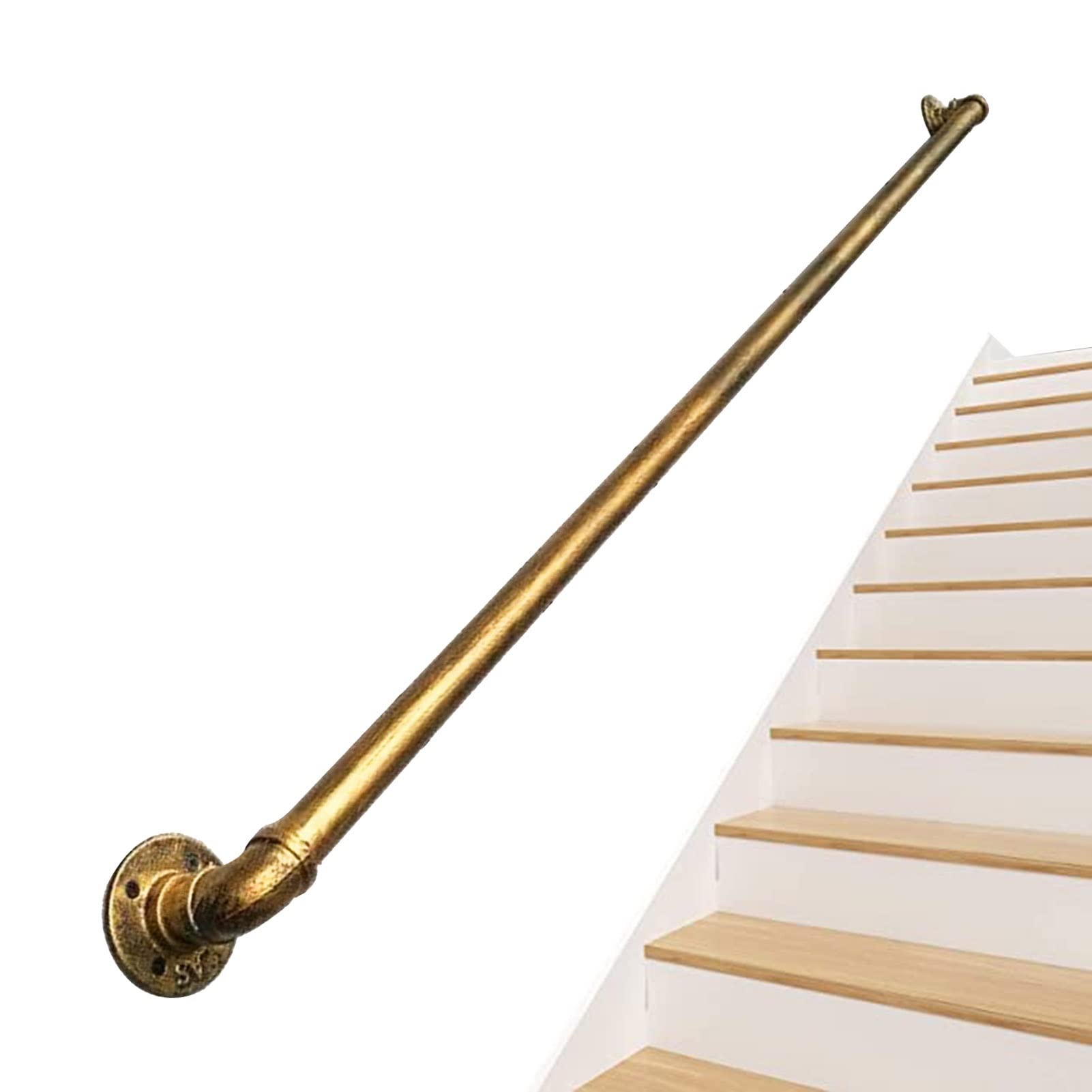 Rampe d'escalier dorée chic en kit complet pour loft élégant