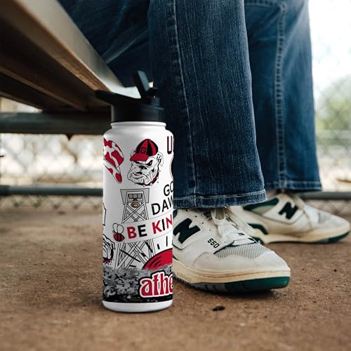 Image of Logo Brands NCAA Native 34 oz Quencher Water Bottle - | Local Icons Design | Double-Wall Insulated| Leak-Proof Lid & Built-In Straw