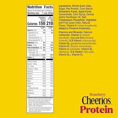 Cheerios Protein Cereal, Strawberry, 8g Protein, Large Size, 11.2 oz