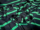 Tissu jersey simple stretch en viscose élasthanne, au mètre – Rayures du Bengale – Bleu marine et vert émeraude