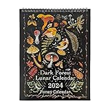 Calendario Lunar Del Bosque Oscuro 2024, Calendario Lunar Del Bosque Oscuro, Pared, Calendario Mensual La Luna, Regalos Con 12 Ilustraciones, Calendarios Coloridos