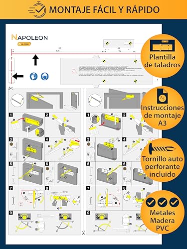 Miniatura 3 de Napoleon N-1000 Cierrapuertas Automático Robusto - Normas En1154 En1634 - Comercial Residencial - Puertas De 20kg A 60kg Tamaño 3 - Plantilla De Taladros - Instalación Fácil Y Rápida Blanco