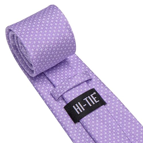 Image of Hi-Tie 70 inches Ties for Men Silk Extra Long Necktie and Pocket Square Cufflinks Set Men Big and Tall Tie Business