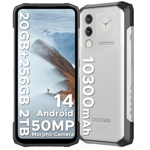 DOOGEERugged BLADE10MAX Movil Irrompible,32GB+256GB/2TB Movil Resistente Android 15,10300mAh Móvil Rugerizado,Pantalla Trasera multifunción de 1,54’’ con Pantalla de 6,56’’ Moviles,50MP+8MP, NFC,Face
