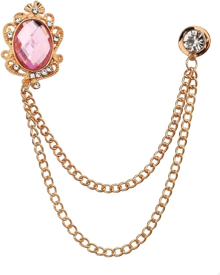 Men’s Crystal Brooch Lapel Pin with Tassel Chain for Suits & Tuxedos Men’s Crystal Brooch Lapel Pin with Tassel Chain for Suits & Tuxedos