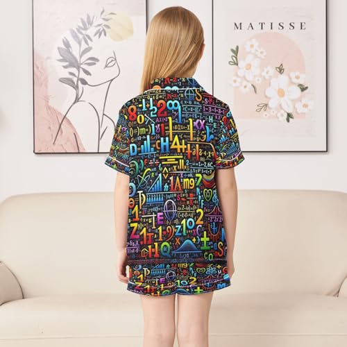 ALAZA Colorful Mathematical Formulas Math Satin Pajamas Set Short Sleeve Button Down Sleepwear Summer Pjs 2 Piece4