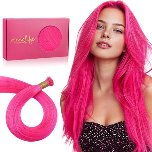 Wennalife WENNALIFE I Tip Hair Extensions Human Hair, 50g 50s 18 Inch Hot Pink Remy Itip Human Hair Extensions Invisible Itips Straight I Tips Fusion Extensions Real Human Hair sold by Wennalife - Amazon Seller - HK