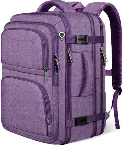 Image of Extra Large Travel Backpack, Expanable Carry on Backpack for Women, TSA 18.4 inch Laptop Bag Flight Approved, Lightweight Waterproof Business Luggage Bag, Travel Gifts for Women, Purple