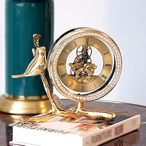 Desktop clock furnishing office pendulum desk alarm retro desktop bedroom metal vintage clock snooze function decoration table clock  urban country home decor