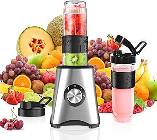 Blender Smoothie Maker with 3 Adjustable Speeds, 500W Smoothie Blender, Personal Blender with 2 BPA Free Portable Blending Bottle (570ml) for Milkshakes, Baby Food, Fruit, Vegetables, Ice, Kitchen