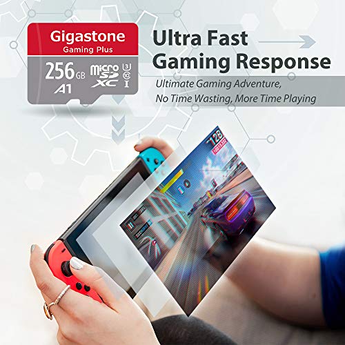 Gigastone Scheda Micro SD 256 GB A1 – Lettura 100 MB/s, Per Video 4K, GoPro, Drone, Android, Con Adattatore E Custodia Protettiva