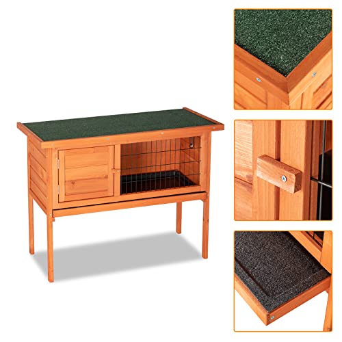 Homtoozhii 36" Waterproof Wooden Chicken Coop House Single Deck Pet Poultry Cage Rabbit Hutch Wood Bunny Cages Indoor With Deeper Leakproof Tray (Yellow) #TOP3