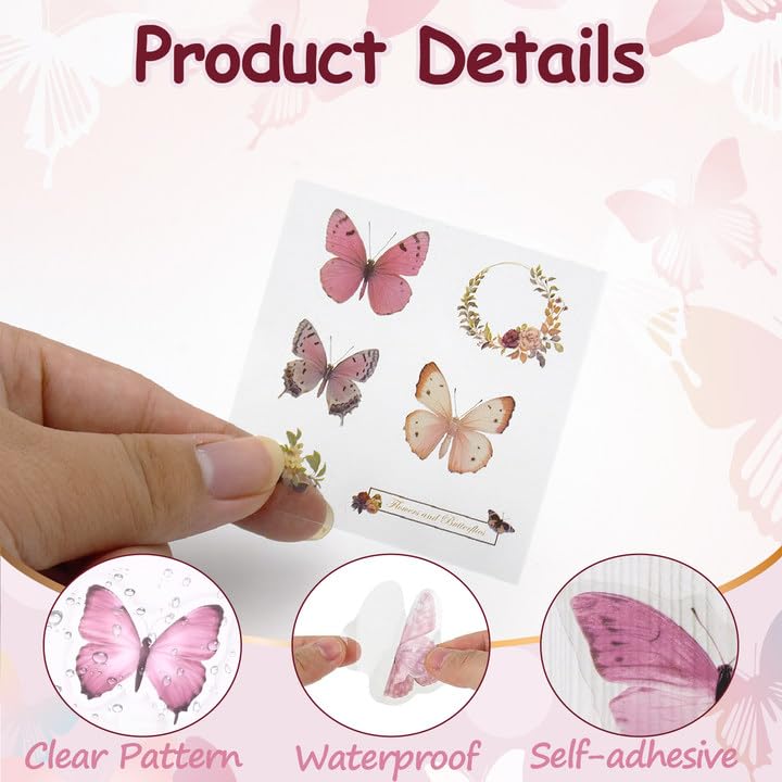 160 Pezzi Adesivi Scrapbooking, Trasparenti Adesivi Farfalla