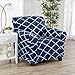 Great Bay Home Modern Velvet Plush Arm Chair Slipcover. Strapless One Piece Stretch Chair Cover. Magnolia Collection. (Chair, Navy)