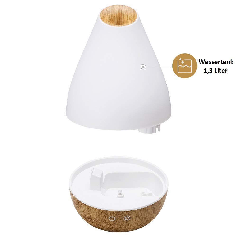 Promed Diffusore di Aromi Al-1300 Ws da 1300 Ml, Umidificatore ad Ultrasuoni da 1, 3 Litri, per Ambienti, Lampada Aromatica Elettrica, Design in Legno con 7 Colori, 16.3 X 28.2 X 16.3 Cm