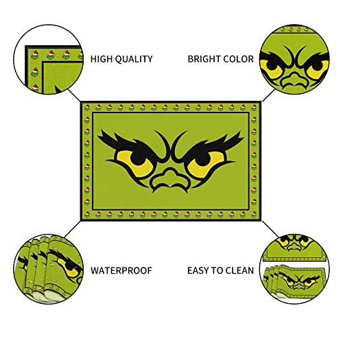 Linen Grinch Placemats Set Of 4 Merry Grinchmas Table Mats Grinch Christmas Decorations And Supplies For Home Kitchen Table-12×18'' #TOP2
