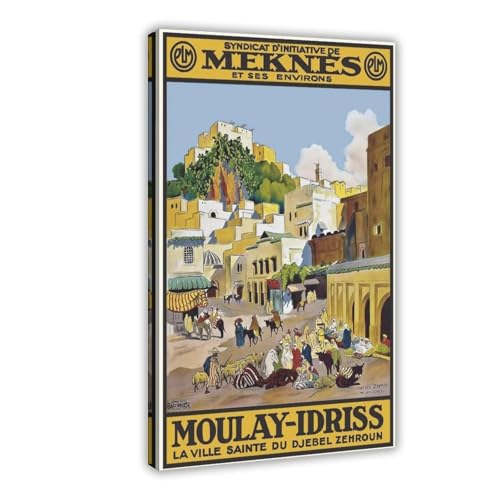 Poster Meknès vintage 40x60 cm pour décorer un bureau ou une chambre au style marocain