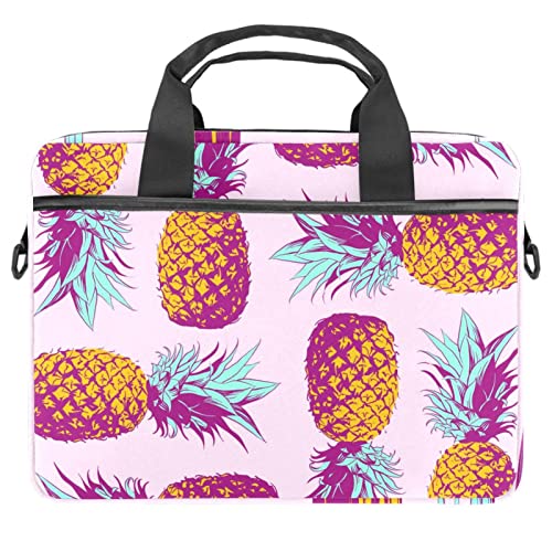 Sac à bandoulière pour ordinateur portable 13 à 14.5 pouces rose motif ananas