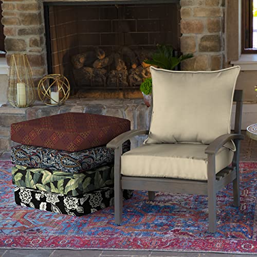 Image of Arden Deep Seat Outdoor Chair Cushion Set (2-Pack), 24 in x 24 in, Weather-Proof, Rain-Proof, Fade Resistant Patio Cushion Set for Chair, Sofa, and Couch Tan Leala