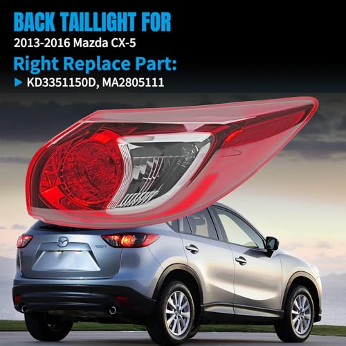 Image of Right Outer Tail Light Assembly for 2013-2016 Mazda CX-5, Passenger Side Back Taillight Assembly, OE Style Brake Lamp with Bulb and Harness, Direct Replace #MA2805111