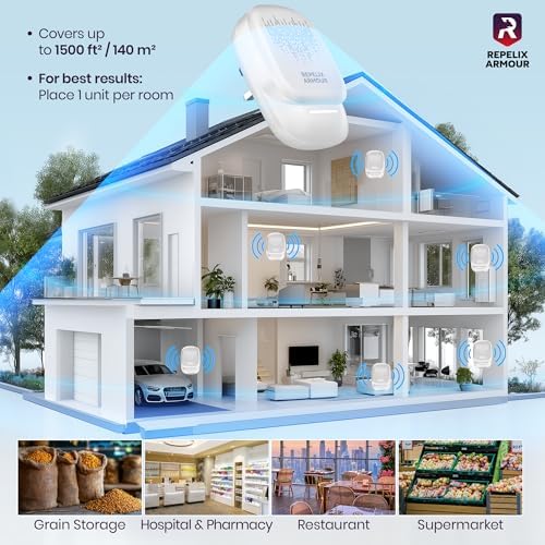Ultrasonic Pest Repeller for Indoor Use - 2 Pack - Covers Up to 1,500 sq ft per Device - 3 Modes Mouse Repellent - Rodent Repellent β Helps Repel Rats, Spiders, Mosquitoes, Ants & Household Insects - 4