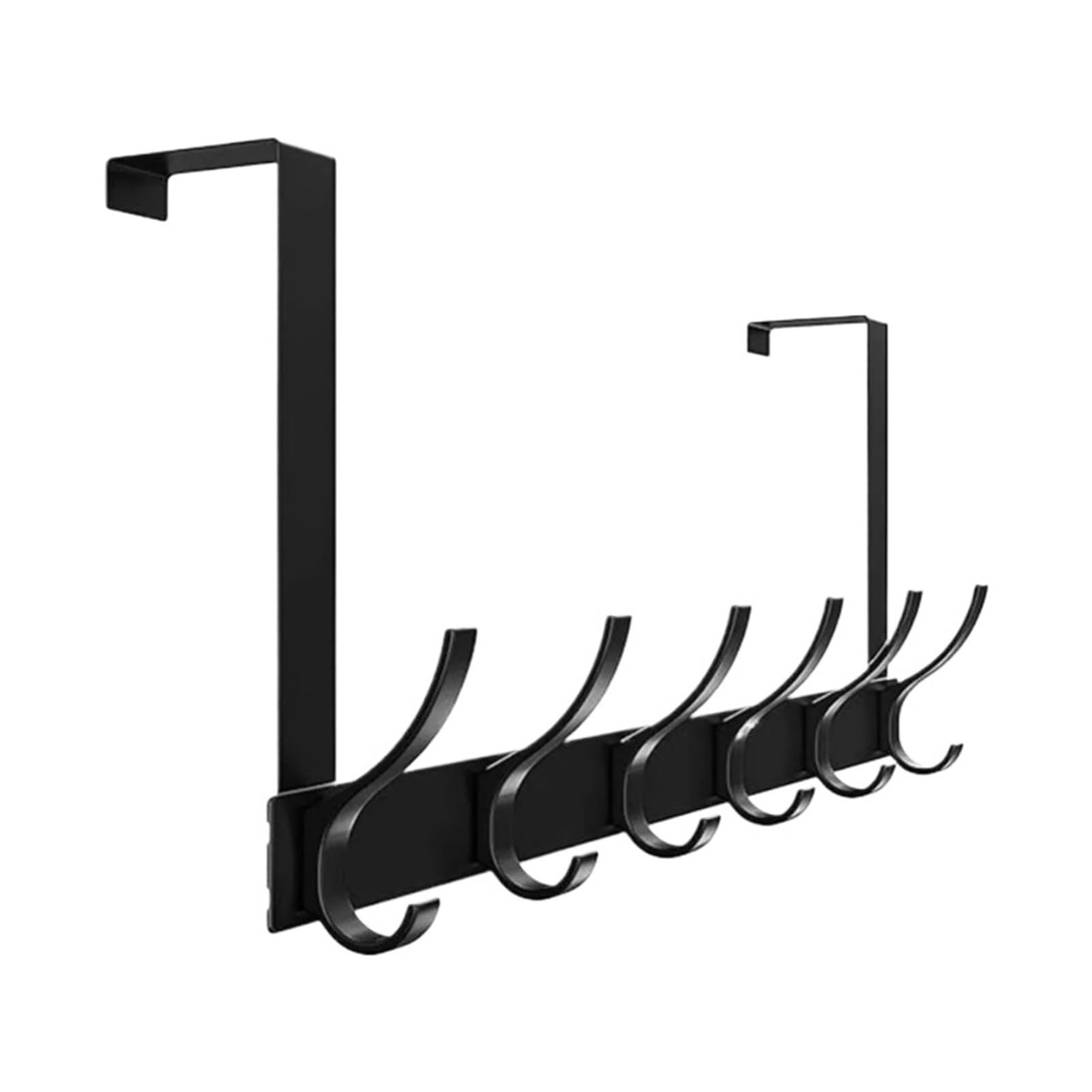 AXVORO Over Door Hanger Behind the Door, There is no Need to Punch Holes, Hook Storage, wall Mounted Clothes Rack, Hanger, Bedroom Bathroom Storage Rack(Black S 6 Hooks)