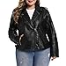 S P Y M Womens Faux Leather Jacket, Double Zip Up Coat, Moto Biker Outwear with Rivets, Regular and Plus Size