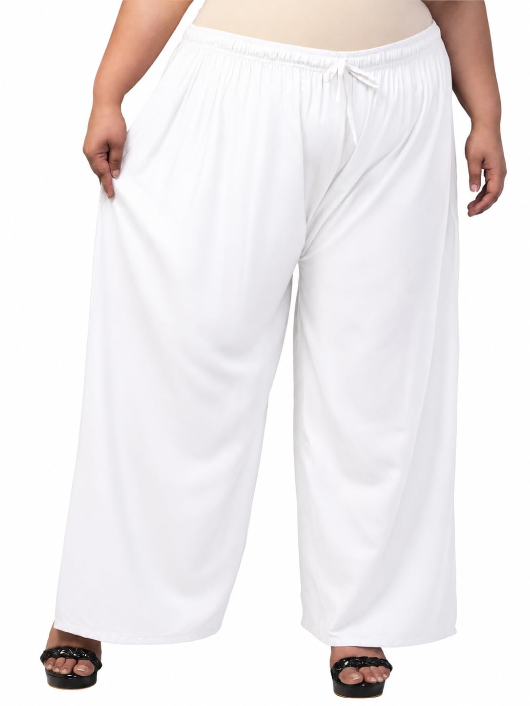 Women's Palazzo Pants, High Waist Wide Leg Flared Trousers, Soft Breathable Fabric, Elastic Waist, Casual and Office Wear for Women and Girls-picture-33