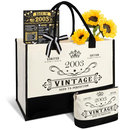 Image of 23rd Birthday Gift for Her-Vintage 2003 Canvas Tote Bag,Makeup Bag,Poster